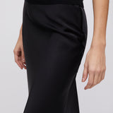 Bias Cut Slip Skirt Jet Black