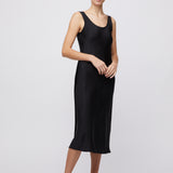 Bias Cut Slip Dress Jet Black