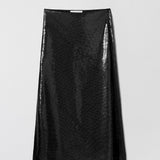Bias Cut Sequin Skirt Jet Black