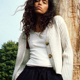 Tsugi Cardigan Light Gray Melange