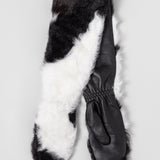 Mums Shearling Mittens Black and White Mix