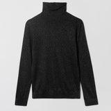 Metallic Wool Turtleneck Long Sleeve Jet Black
