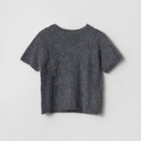 White Calico Furry Tee Charcoal Gray