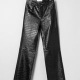 Kansu Croco-Effect Leather Pants Anthracite Black