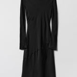 Longsleeve Bias Cut Slip Dress Jet Black