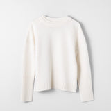 Pink Sweet Peas Mock Neck Jumper Jet Stream White