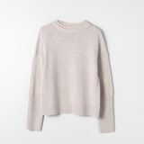Pink Sweet Peas Mock Neck Jumper Oatmeal Marl