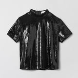 Mineral Sequin Top Jet Black