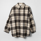 Wood Oversized Flannel Shirt Beige Checked
