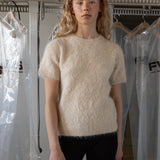 White Calico Furry Tee Cream