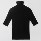 Turtleneck Knit Tee Jet Black